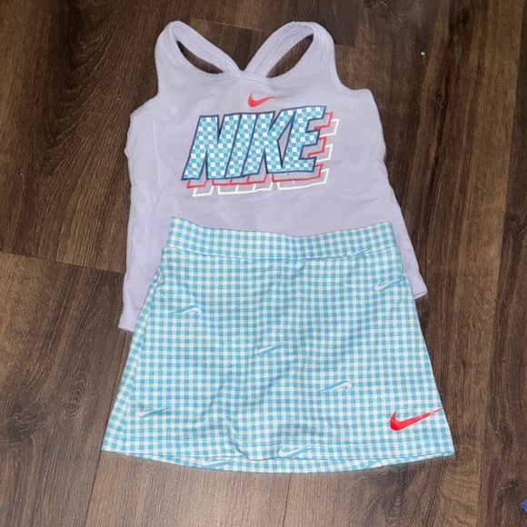Nike White Tank Top and Blue Checkered Skirt Set - Picture 2 of 5